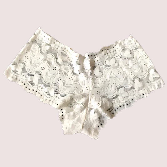Sexy White Floral Lace Boyleg Panty