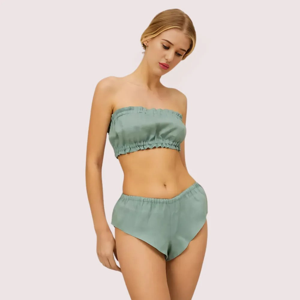 Linen Luxe Ruffle Bandeau & Knickers Set β 2 Pack