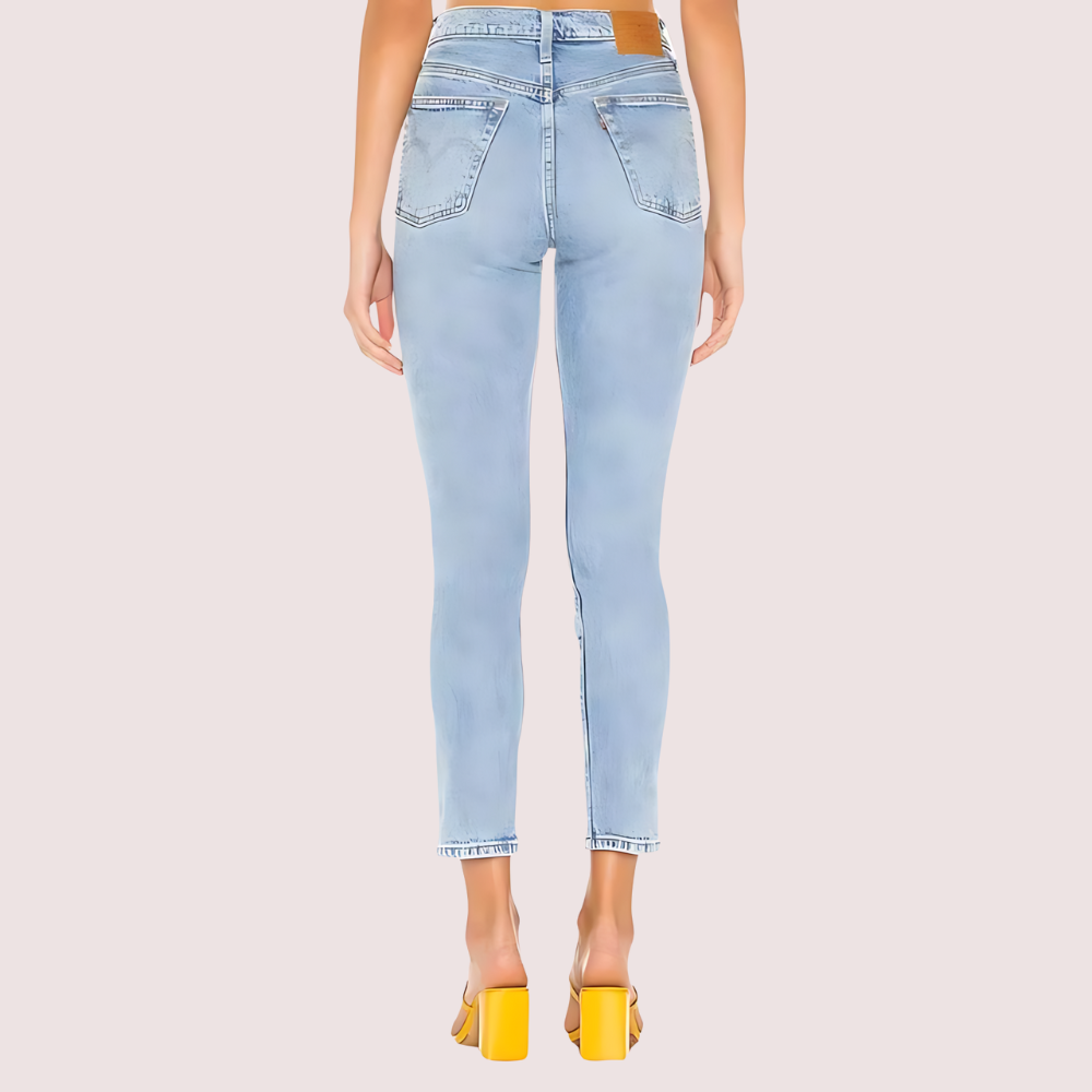 Chic Blue High Rise Skinny Jeans with Low Stretch